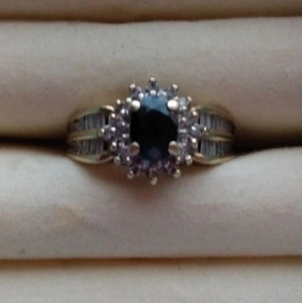 10K Gold, Sapphire & Diamond Ring